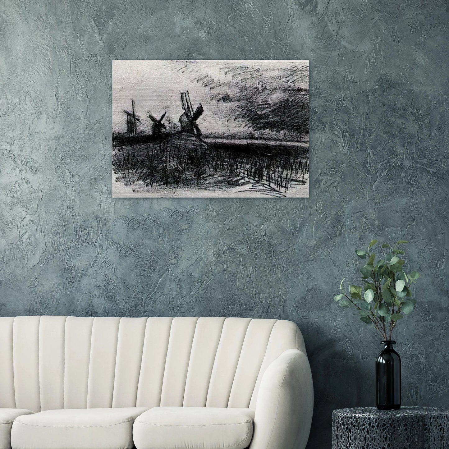 Windmills at Montmartre - Vincent van Gogh Brushed Aluminum Print - 70x100 cm / 28x40 inches | Vincent van Gogh Aluminum Print | Vincent van Gogh Prints