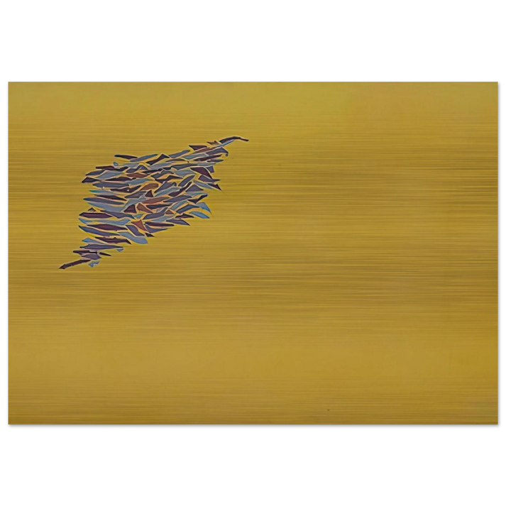 Colors on Yellow Gold - 1973 - Robert Goodnough Brushed Aluminum Print - 70x100 cm / 28x40 inches | Robert Goodnough Aluminum Print | Robert Goodnough Prints