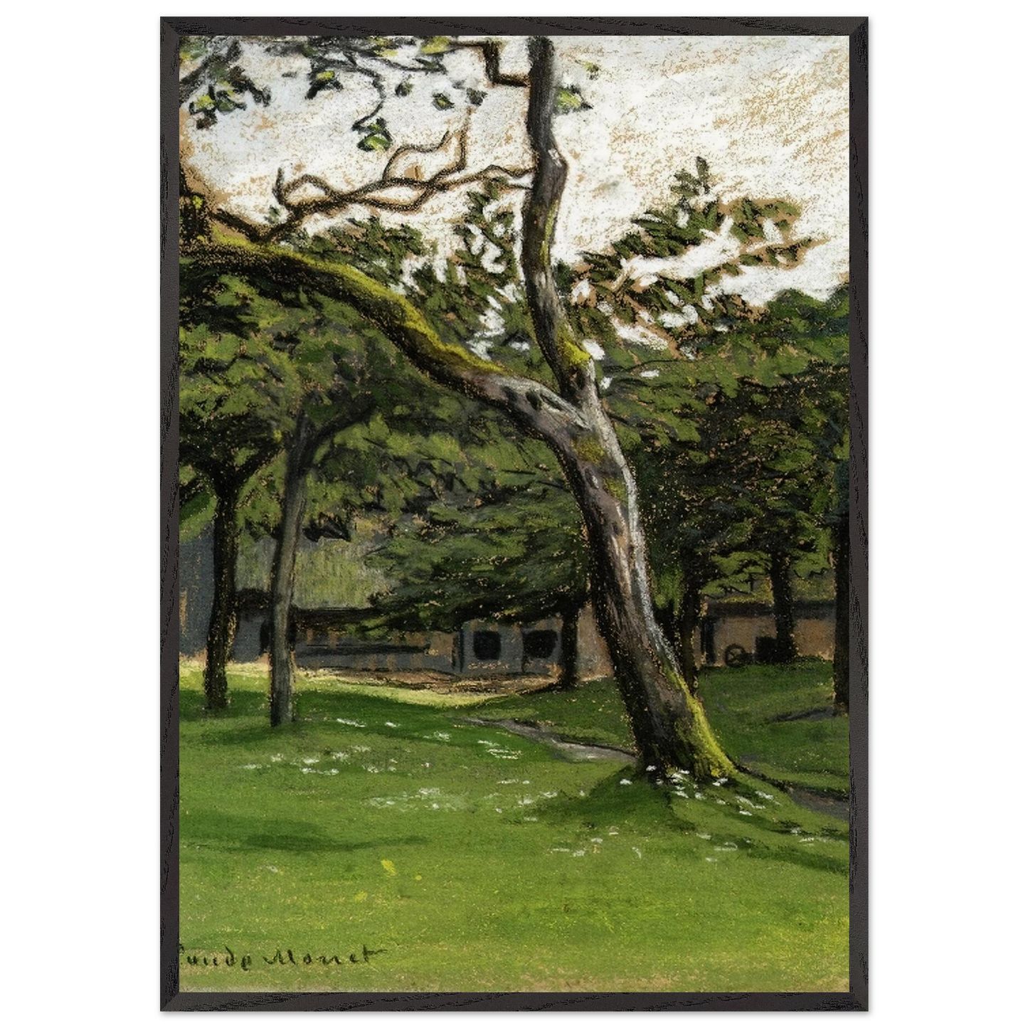 Norman Farm through the Trees - claude monet 70x100 cm / 28x40 inches Framed Art Print – Black Wooden Frame