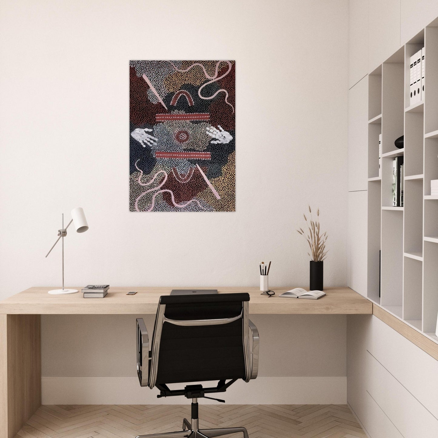 Initiation Ceremony - 1998 - Clifford Possum Tjapaltjarri Brushed Aluminum Print - 70x100 cm / 28x40 inches | Clifford Possum Tjapaltjarri Aluminum Print | Clifford Possum Tjapaltjarri Prints