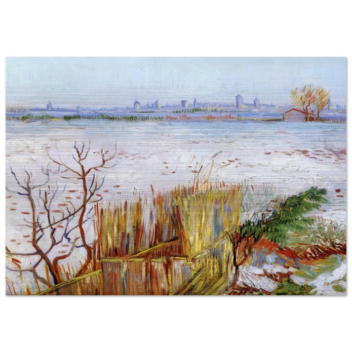 Snowy Landscape with Arles in the Background - Vincent van Gogh Brushed Aluminum Print - 70x100 cm / 28x40 inches | Vincent van Gogh Aluminum Print | Vincent van Gogh Prints