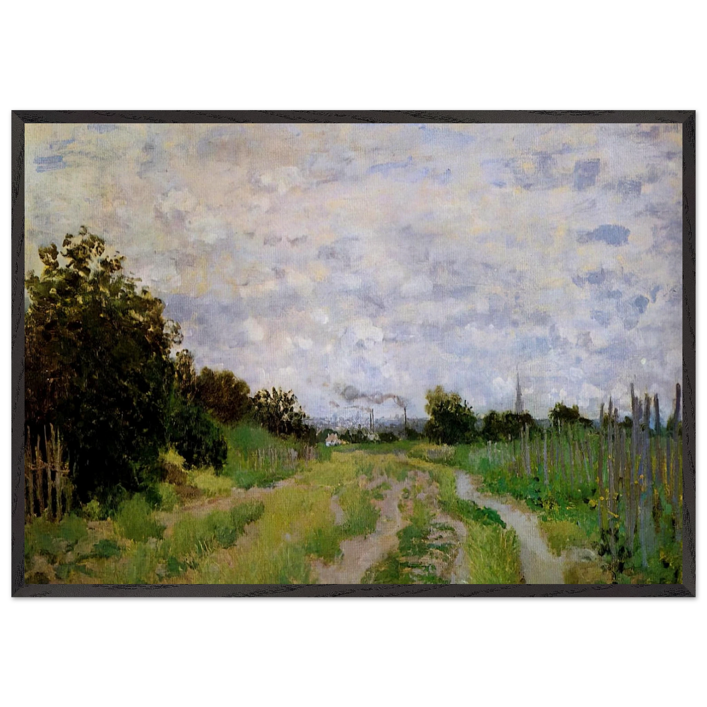 Lane in the Vineyards at Argenteuil - claude monet 70x100 cm / 28x40 inches Framed Art Print – Black Wooden Frame