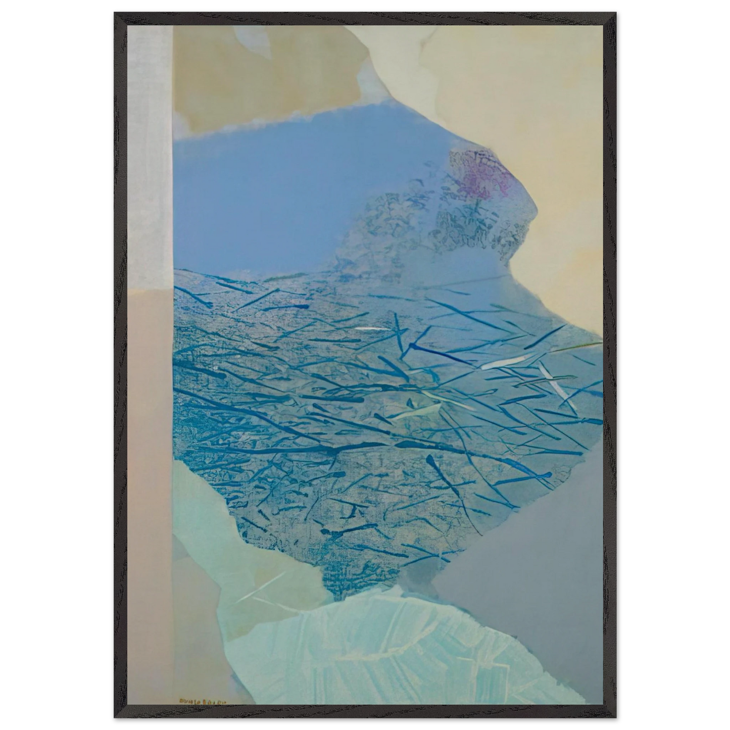 Stream - Abstract Expressionism - Kenzo Okada 70x100 cm / 28x40 inches Framed Art Print – Black Wooden Frame