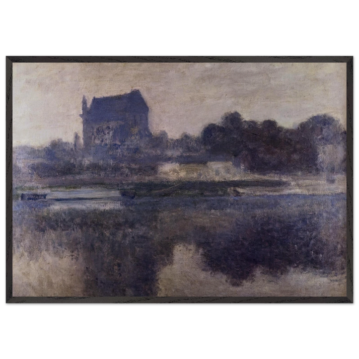 Vernon Church in Fog - claude monet 70x100 cm / 28x40 inches Framed Art Print – Black Wooden Frame