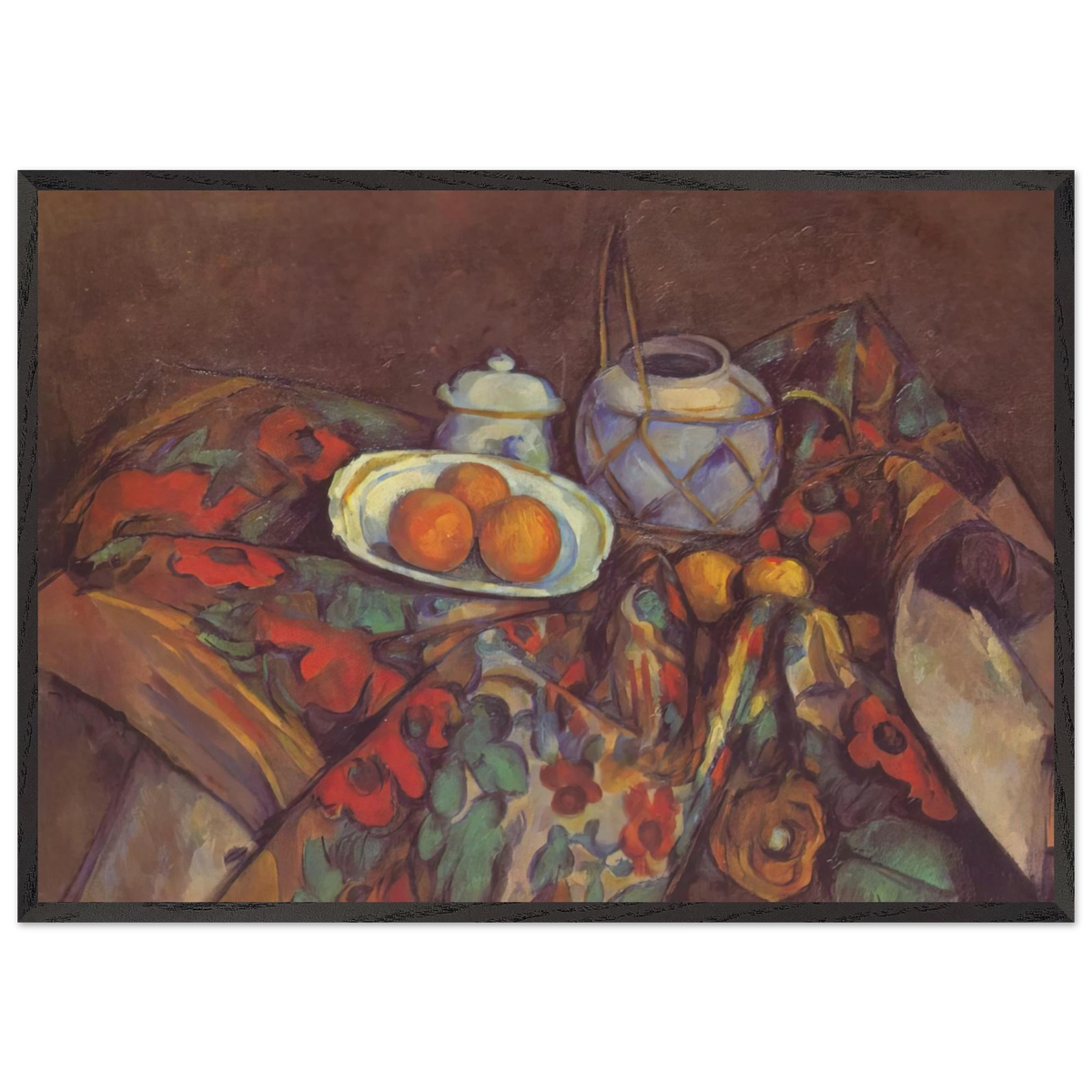 Still Life with Oranges - Paul Cezanne 70x100 cm / 28x40 inches Framed Art Print – Black Wooden Frame
