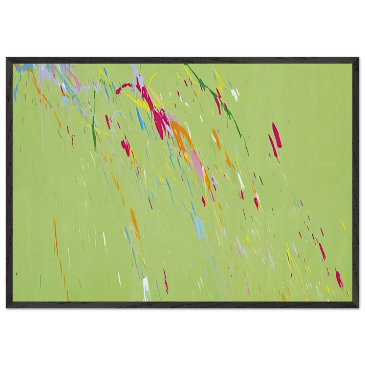 Raindrops Keep Falling on My Head - 1973 - Walasse Ting 70x100 cm / 28x40 inches Framed Art Print – Black Wooden Frame