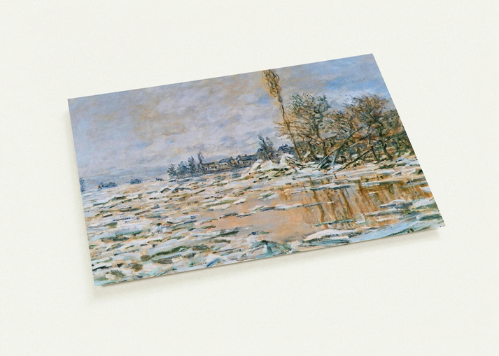 Breakup of Ice, Lavacourt, Grey Weather By claude monet Pack of 10 Post Cards | claude monet Post Cards | A6 (10.5 x 14.8 cm) - 4.1 x 5.8 inches