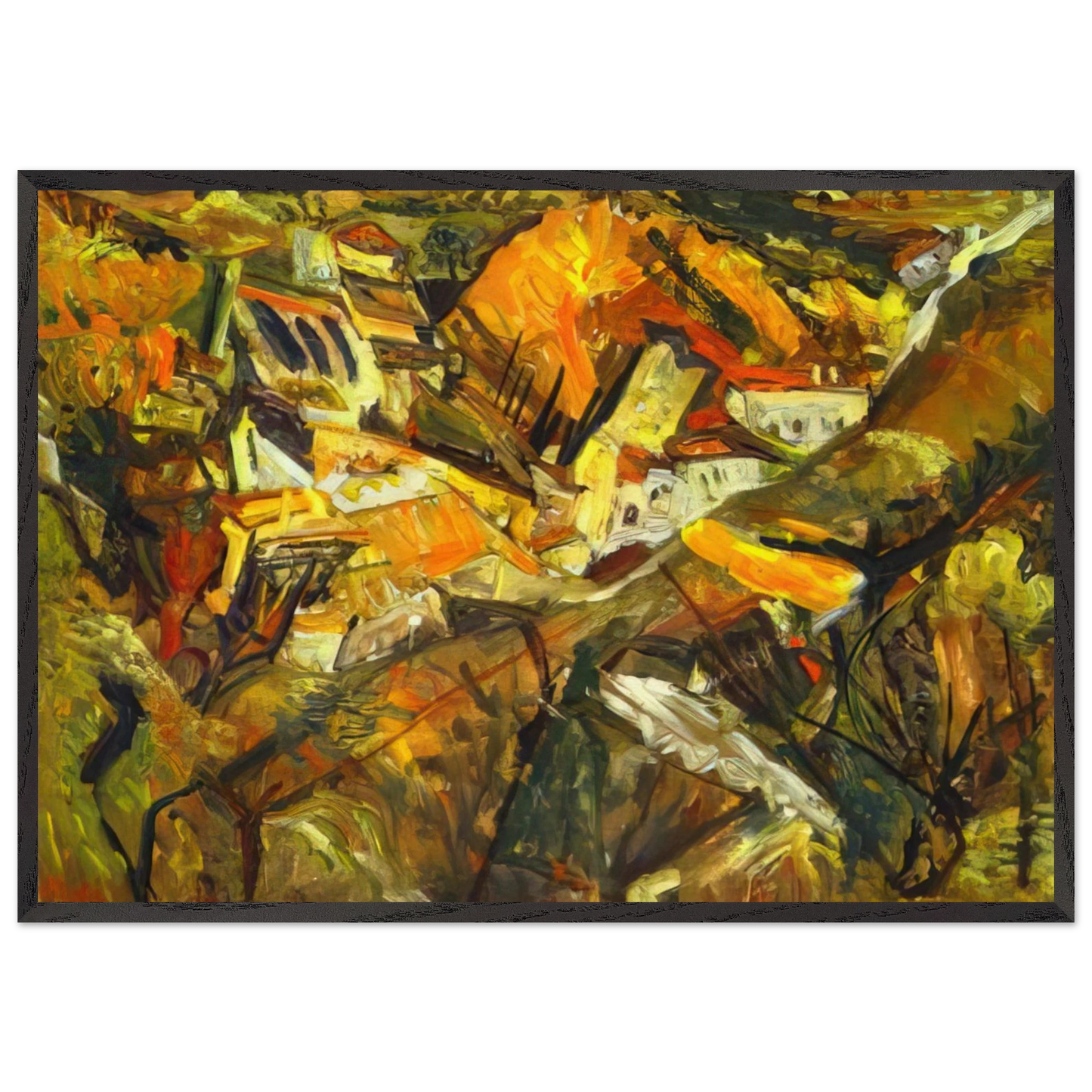 CERET LANDSCAPE - Chaim Soutine 70x100 cm / 28x40 inches Framed Art Print – Black Wooden Frame