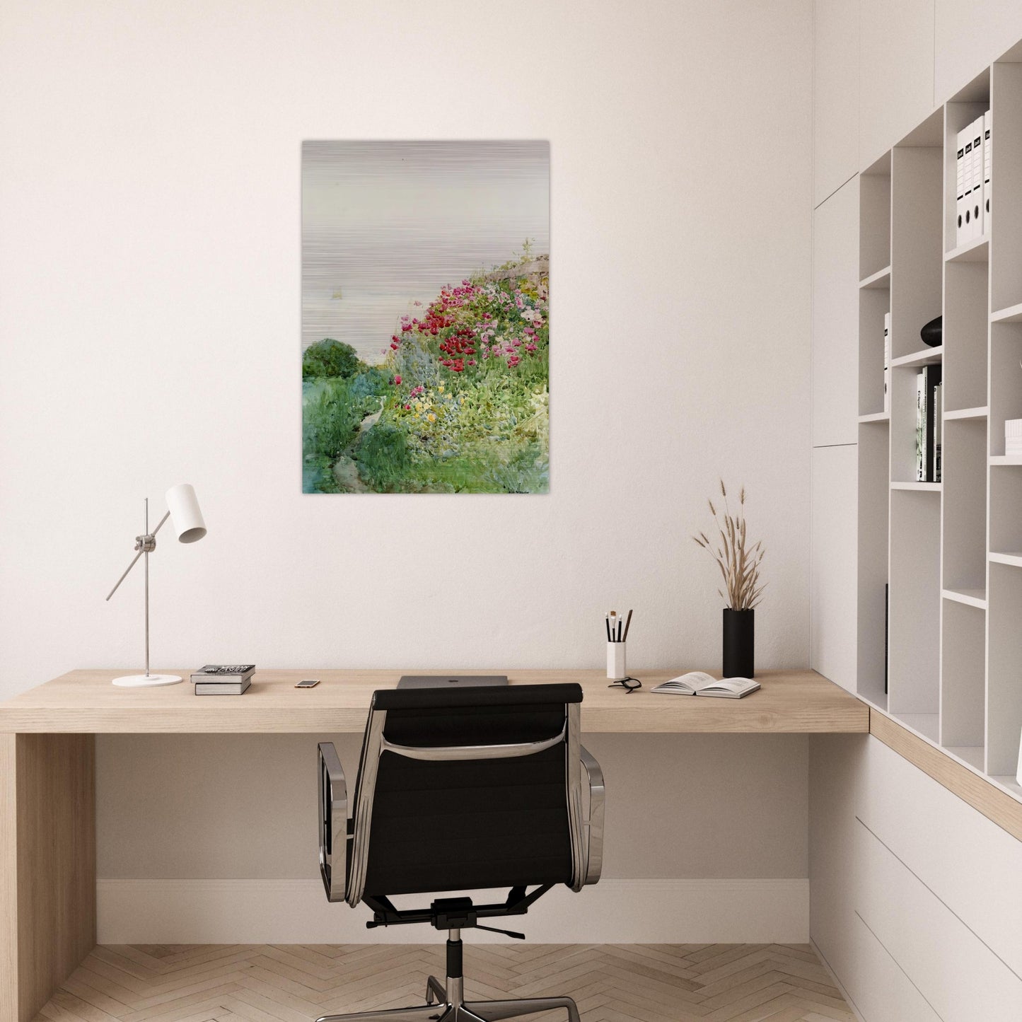 Field of Poppies, Isles of Shaos, Appledore - Childe Hassam Brushed Aluminum Print - 70x100 cm / 28x40 inches | Childe Hassam Aluminum Print | Childe Hassam Prints