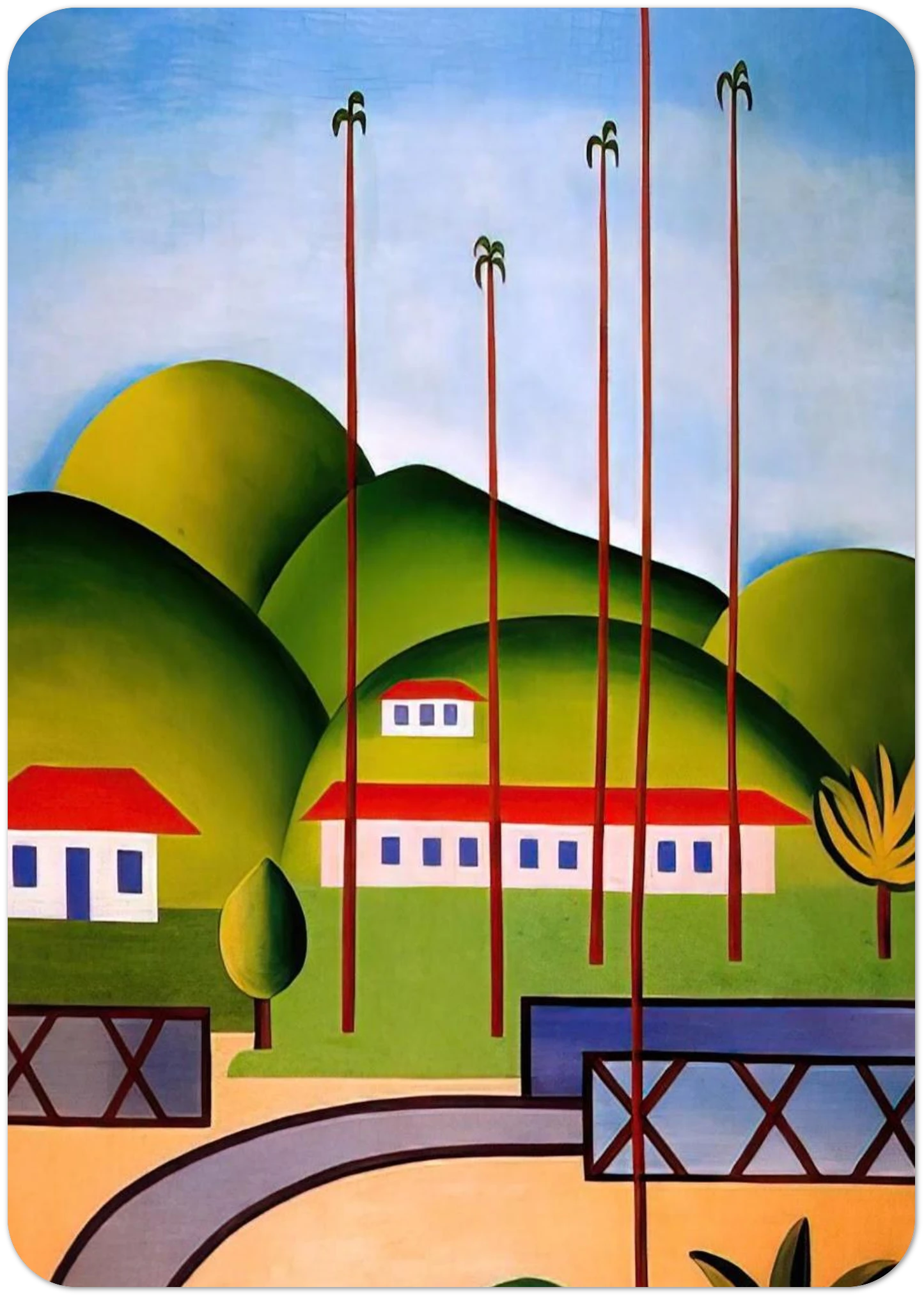 Palm Trees By Tarsila do Amaral Pack of 10 Post Cards | Tarsila do Amaral Post Cards | A6 (10.5 x 14.8 cm) - 4.1 x 5.8 inches