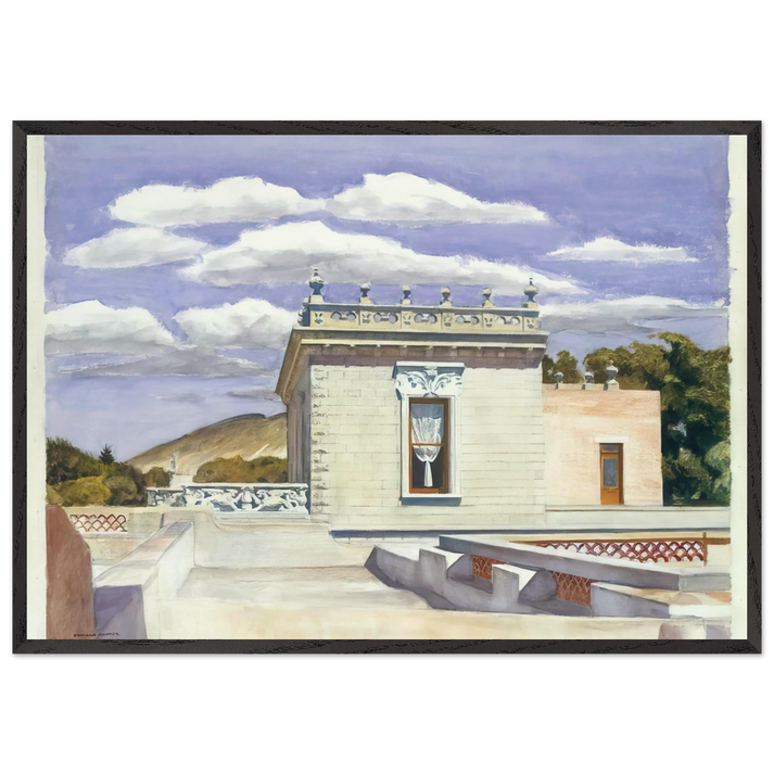 Saltillo Mansion - Edward Hopper 70x100 cm / 28x40 inches Framed Art Print – Black Wooden Frame