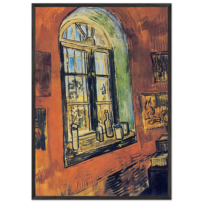 Window of Vincents Studio at the Asylum - Vincent van Gogh 70x100 cm / 28x40 inches Framed Art Print – Black Wooden Frame