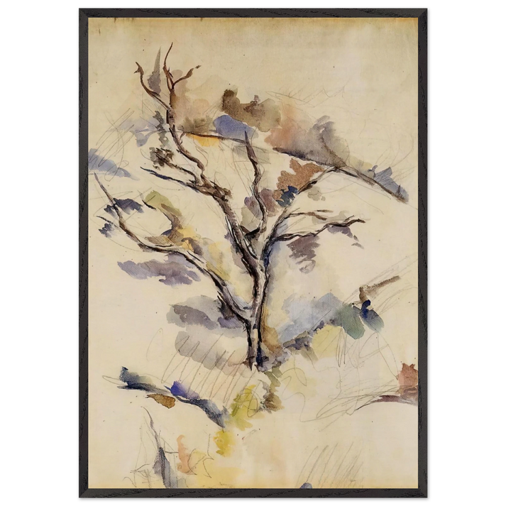 The Oak - Paul Cezanne 70x100 cm / 28x40 inches Framed Art Print – Black Wooden Frame