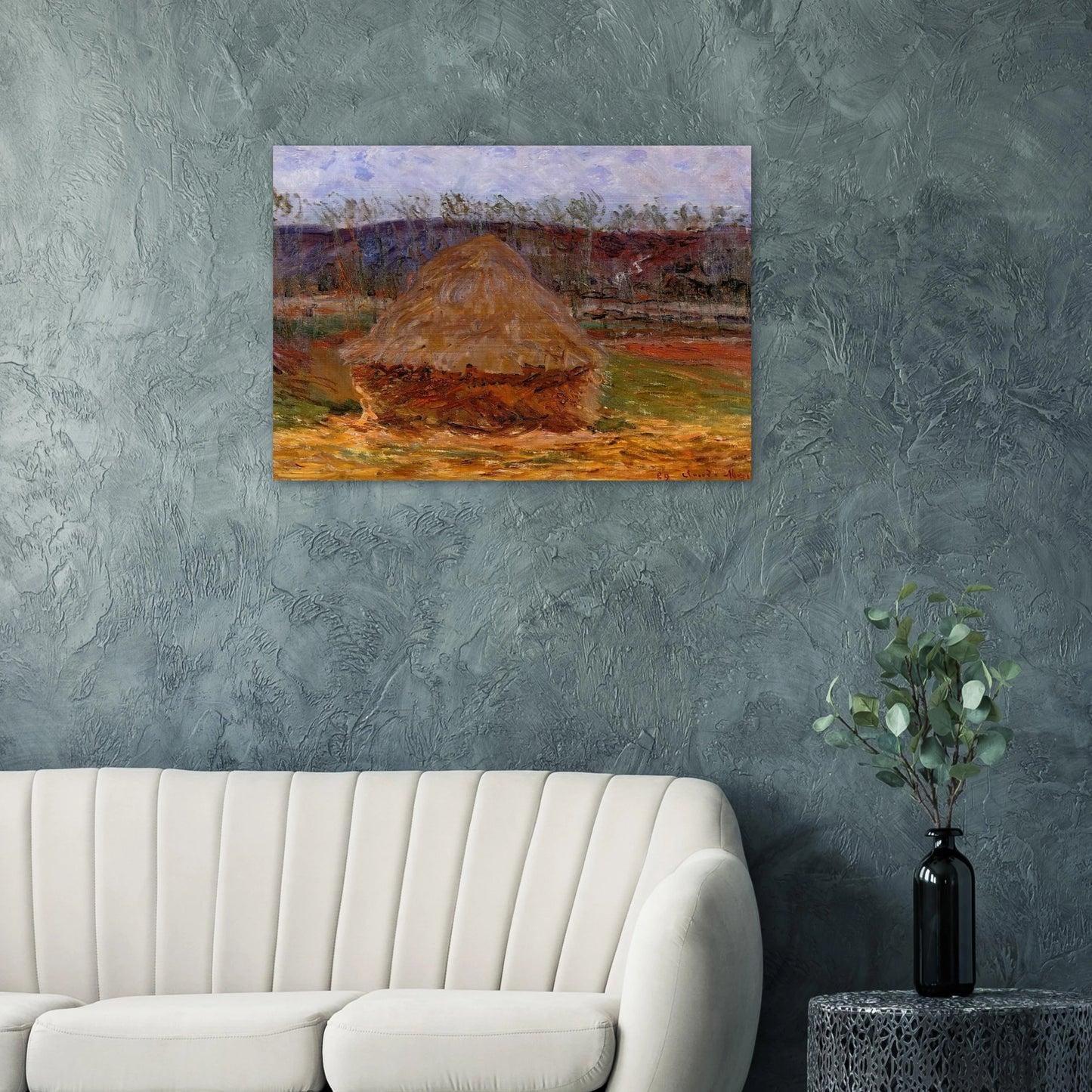 Grainstack at Giverny - claude monet Brushed Aluminum Print - 70x100 cm / 28x40 inches | claude monet Aluminum Print | claude monet Prints