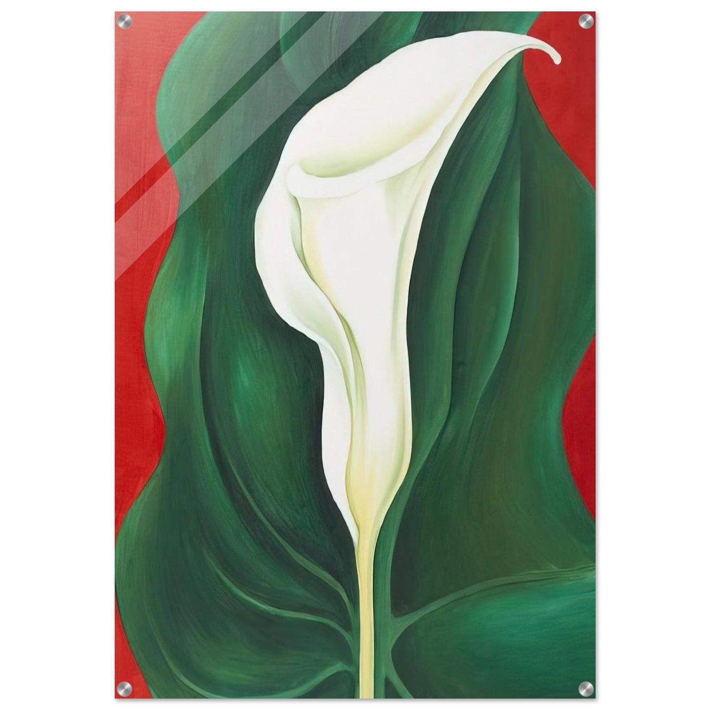 Single Calla Lily Red - Georgia O'Keeffe Acrylic Print - 70x100 cm / 28x40″ inches | Georgia O'Keeffe Wall Art | Georgia O'Keeffe Prints
