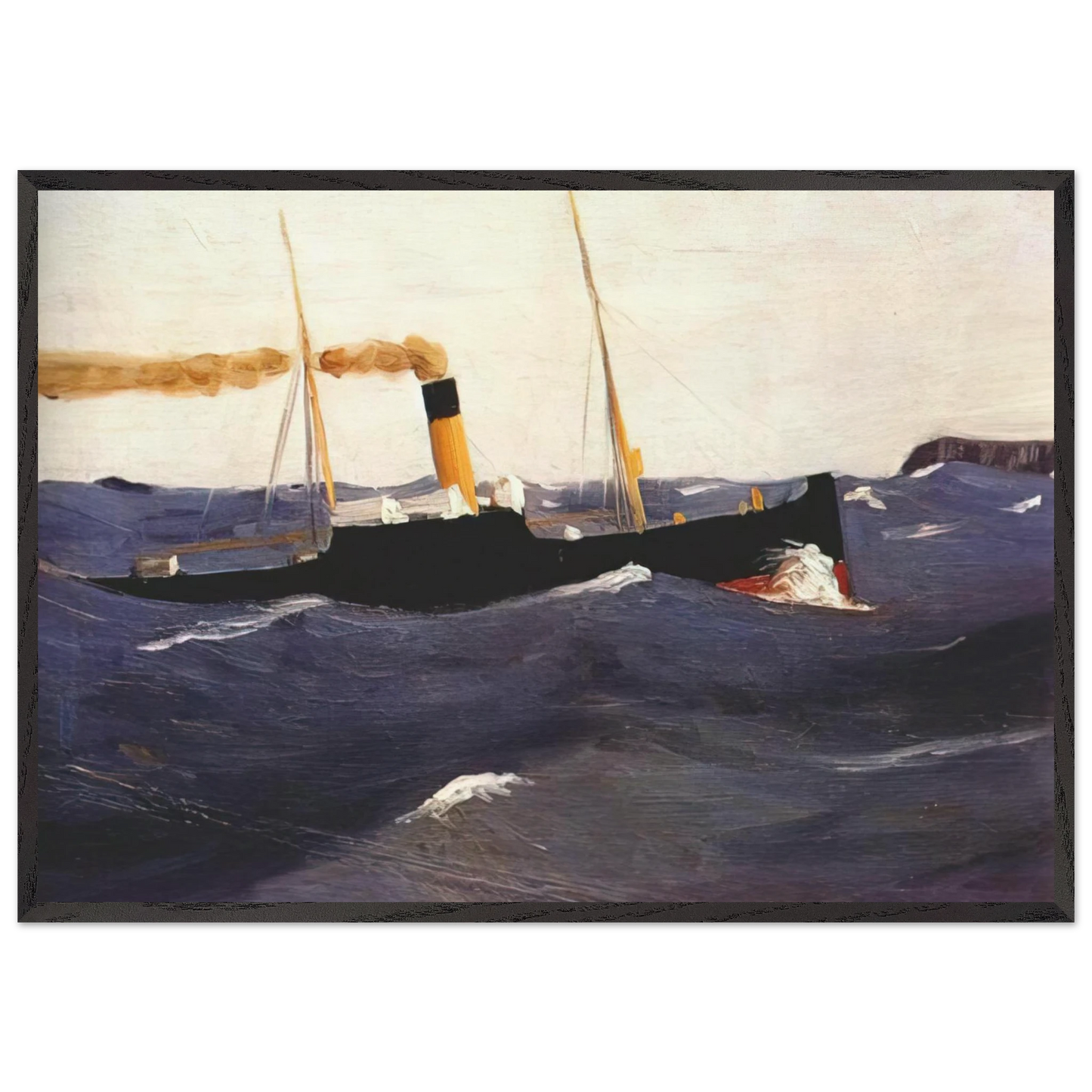 Tramp Steamer - Edward Hopper 70x100 cm / 28x40 inches Framed Art Print – Black Wooden Frame