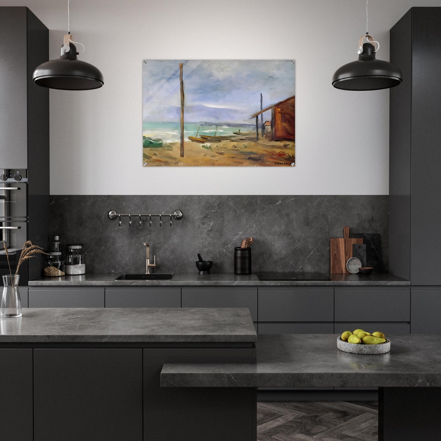 PIOGGIA AL MARE 1929 - Carlo Carra Acrylic Print - 70x100 cm / 28x40″ inches | Carlo Carra Wall Art | Carlo Carra Prints