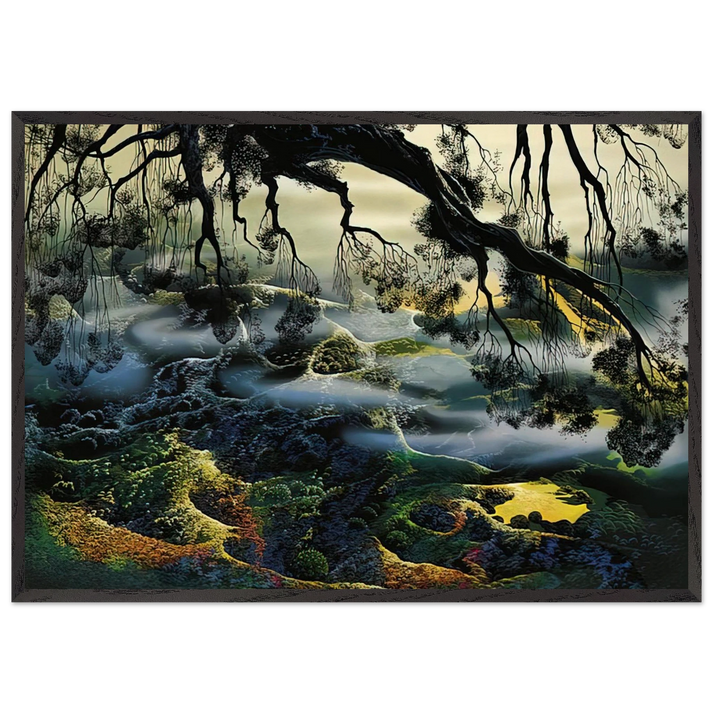 Fog Passes By - Eyvind Earle 70x100 cm / 28x40 inches Framed Art Print – Black Wooden Frame