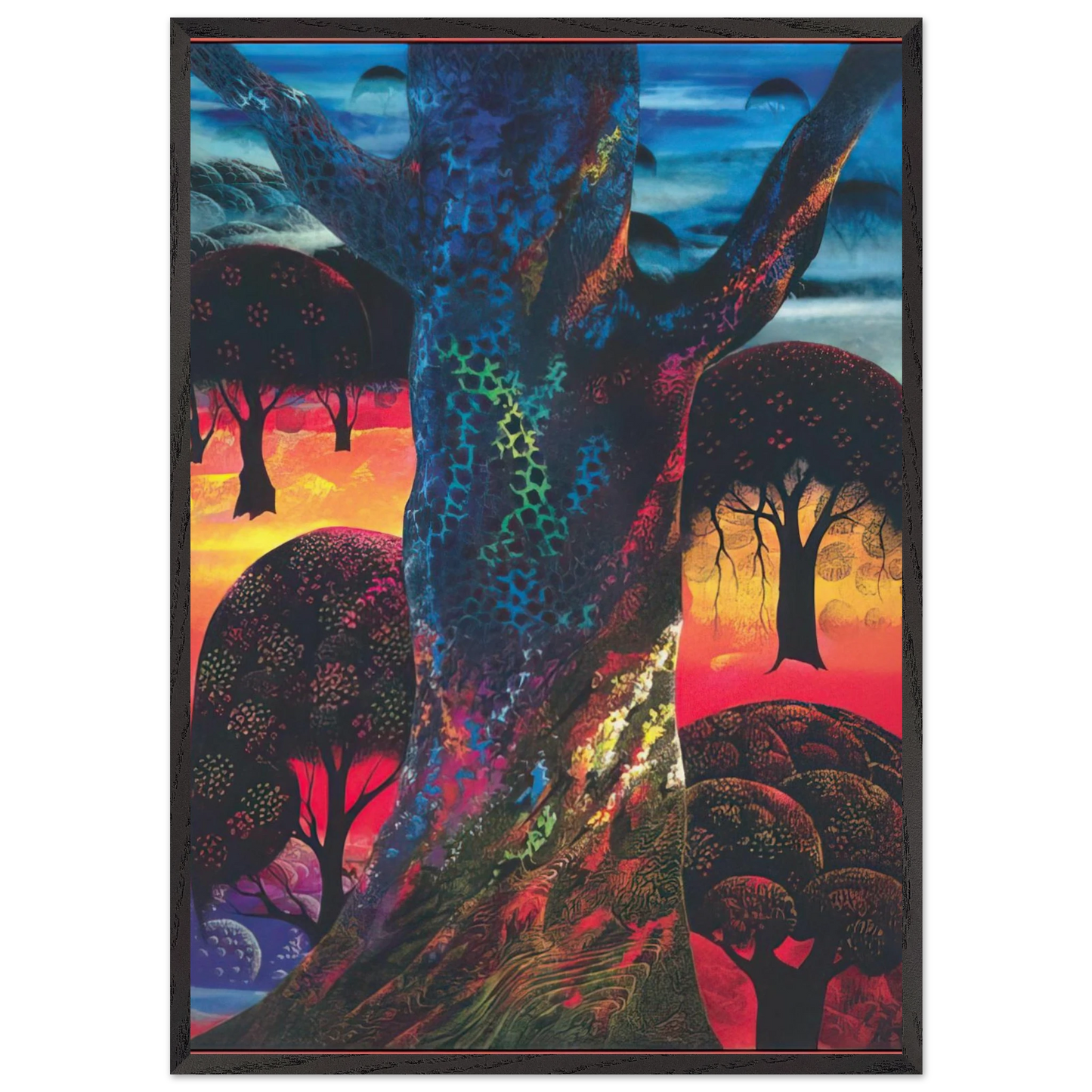 Fire Magic - Eyvind Earle 70x100 cm / 28x40 inches Framed Art Print – Black Wooden Frame