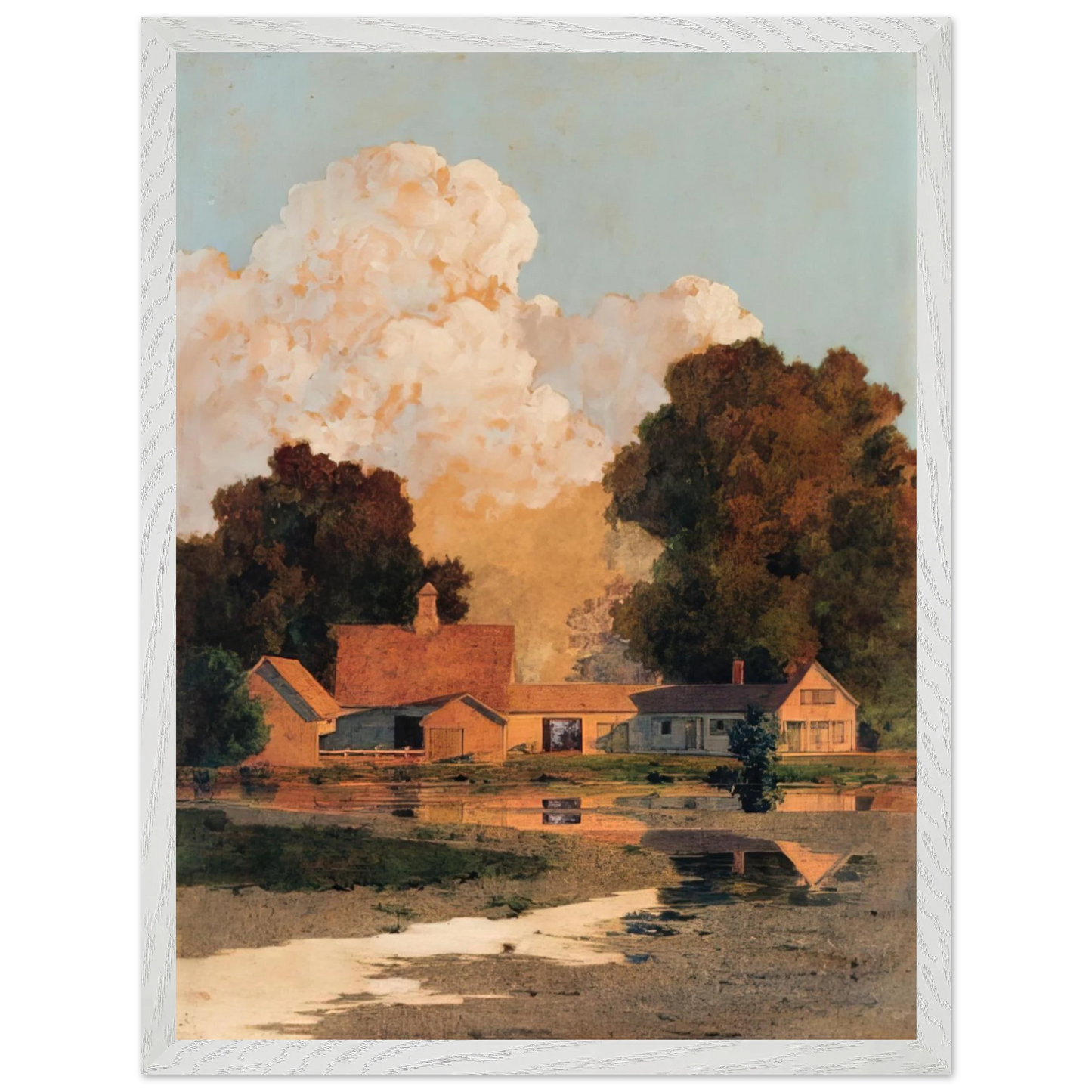 Maxfield Parrish - Daniels Farm, Summer Wall Art - 60x80 cm / 24x32 inches - Premium Wooden Framed Poster With Fine Art Paper-canvas - Wood frame