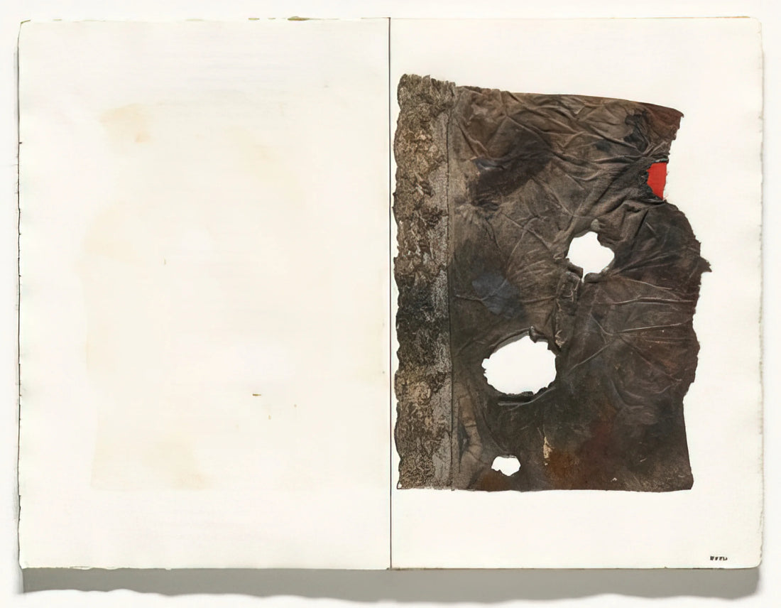 Alberto Burri Red Plastic: The Revolutionary Material That Transformed Post-War Art - Plate from 17 variazioni su temi proposti per una pura ideologia fonetica - 1955 by Alberto Burri