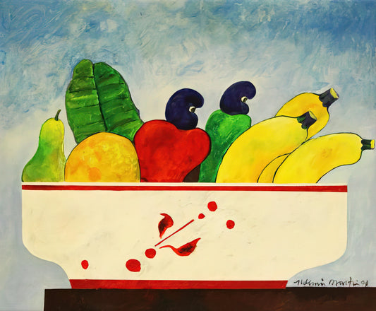 Aldemir Martins Reproduction: A Guide to Collecting Authentic Brazilian Art Prints - Cesta Com Frutas - 1998 by Aldemir Martins