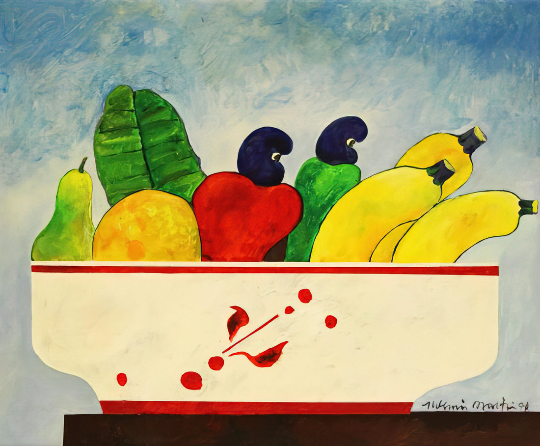 Aldemir Martins Reproductions: A Collector's Guide to the Brazilian Master's Art Prints - Cesta Com Frutas - 1998 by Aldemir Martins