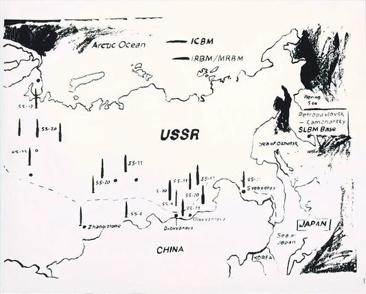 Andy Warhol Queen Elizabeth Poster: Pop Art Royalty Reimagined - Map of Eastern U.S.S.R. Missile Bases by Andy Warhol