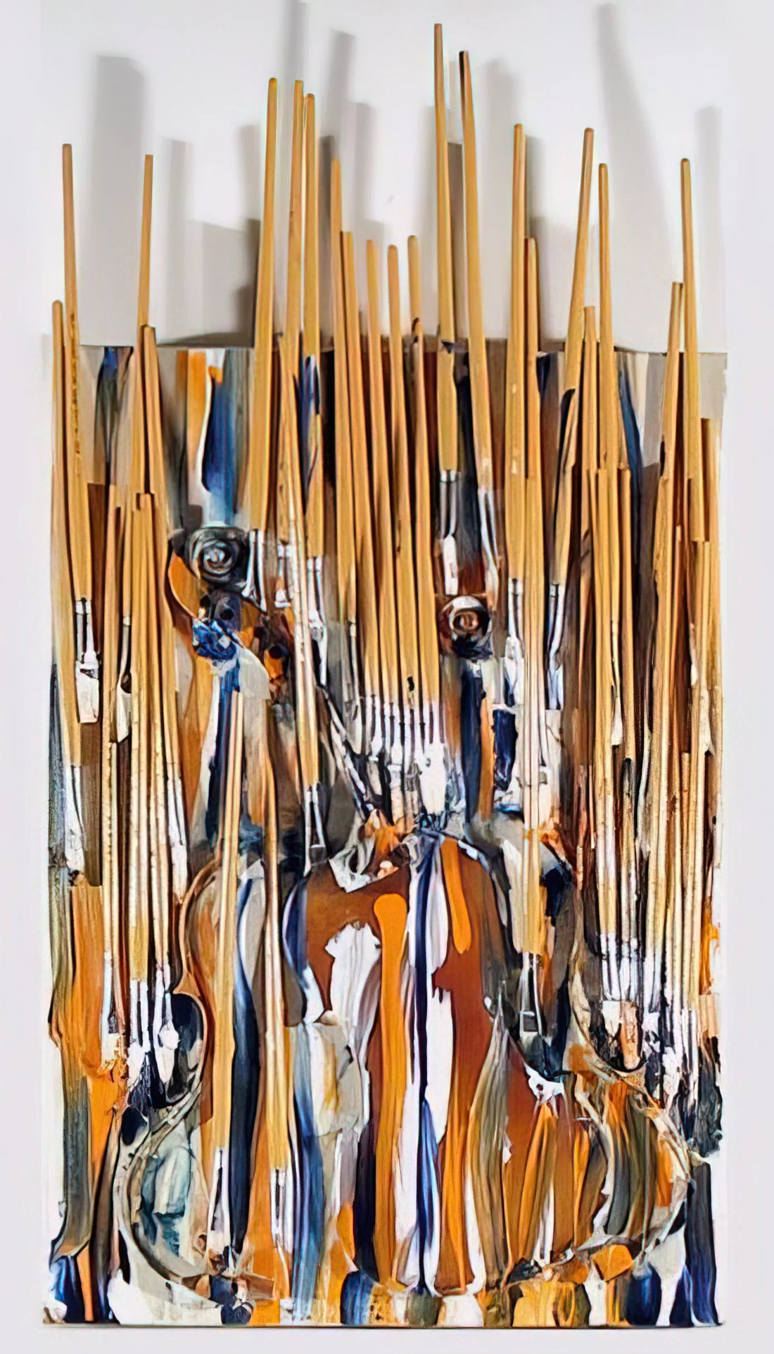 Arman Collage: Deconstructing the Ordinary into Extraordinary Assemblage Art - Paintbrushes  Violin - II - 1980 by Arman