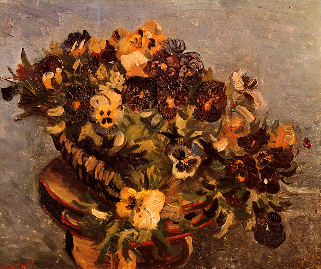 Art Posters Van Gogh: A Curator's Guide to Iconic Prints and Their Legacy - Tambourine with Pansies by Vincent van Gogh