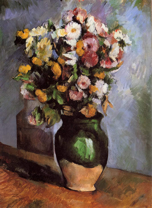 Art by Cézanne: The Revolutionary Vision That Bridged Impressionism and Modernism - Flowers in an Olive Jar by Paul Cézanne
