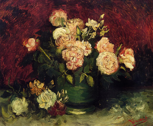 Best Van Gogh Reproductions: Curator's Guide to Museum-Quality Art Prints - Bowl with Peonies and Roses by Vincent van Gogh