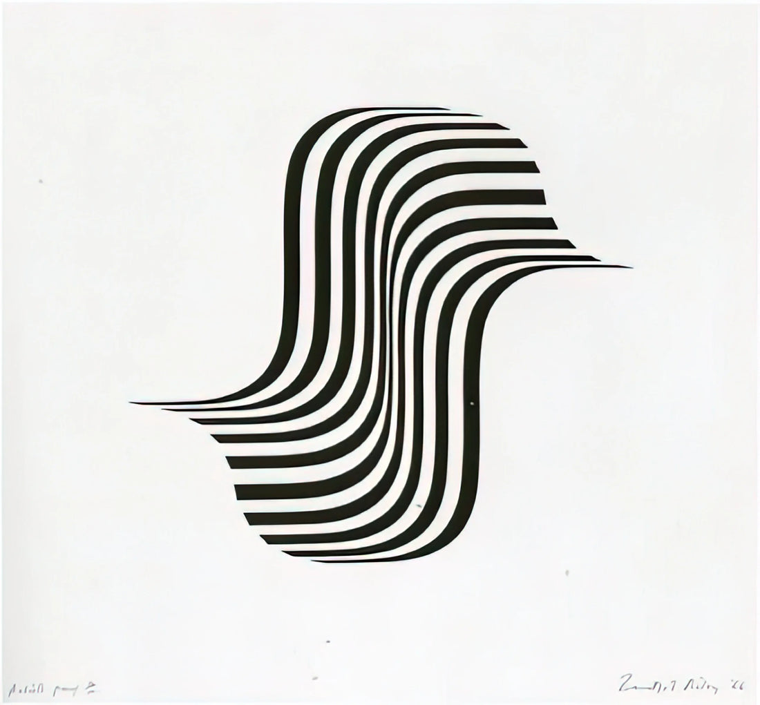 Bridget Riley Framed Canvas Print: A Definitive Guide to Op Art Mastery - UNTITLED WINGED CURVE 1966 by Bridget Riley