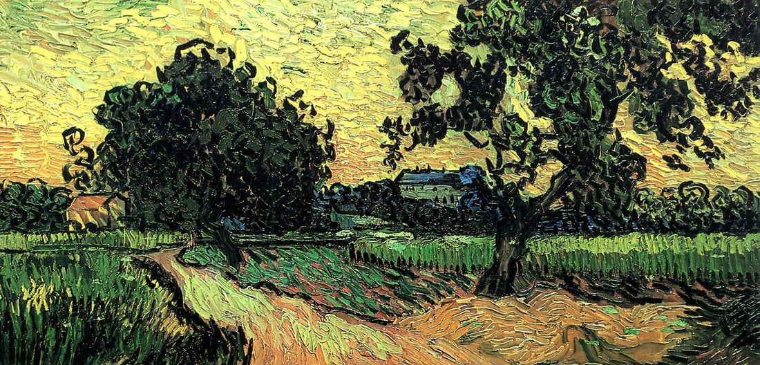 Café Terrace at Night Canvas: Vincent van Gogh's Luminous Masterpiece - Landscape with the Chateau of Auvers at Sunset by Vincent van Gogh