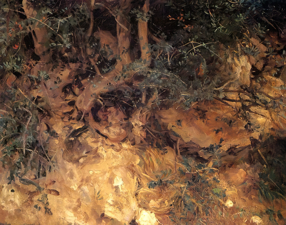 Carnation Lily Lily Rose Framed Print: A Masterpiece of Nocturnal Impressionism - Valdemosa, Majorca Thistles and Herbage on a Hillside by John Singer Sargent