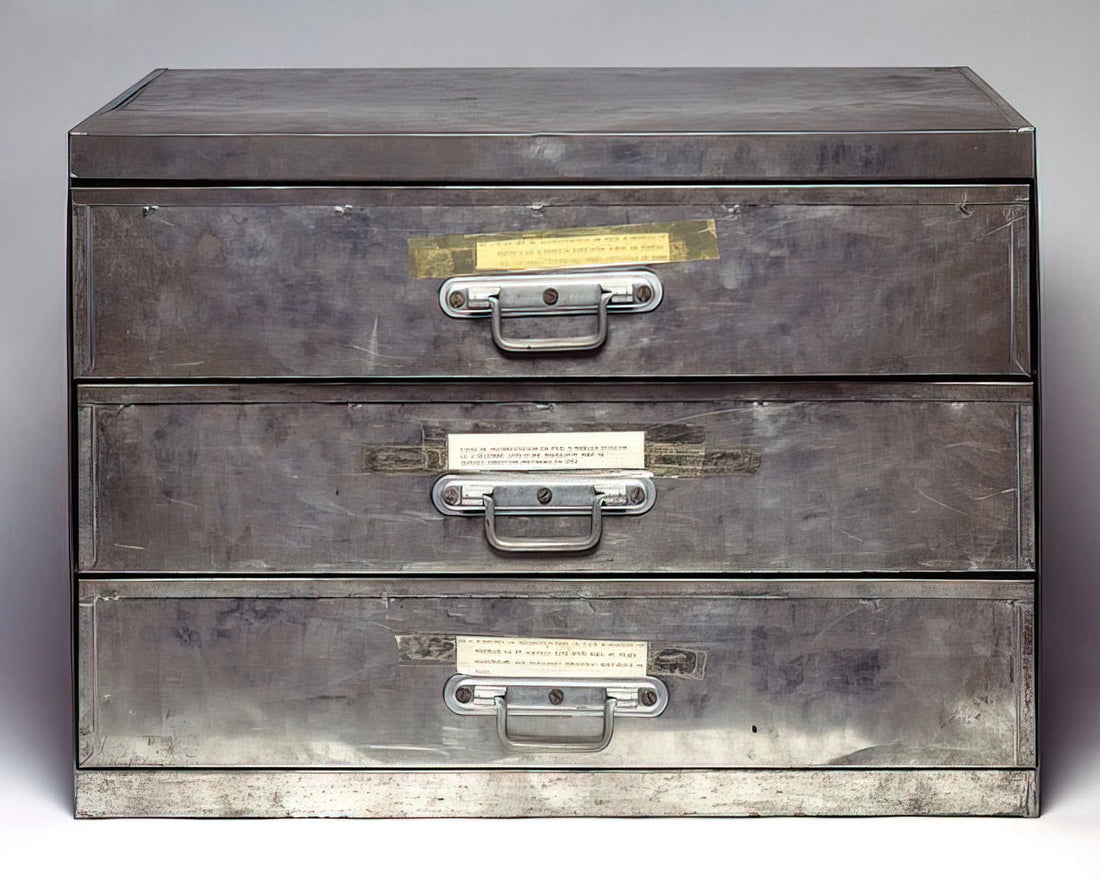 Christian Boltanski Posters: Collecting the Ephemeral Memory of a Visionary Artist - ATTEMPT AT RECREATION THREE DRAWERS 1971 by Christian Boltanski