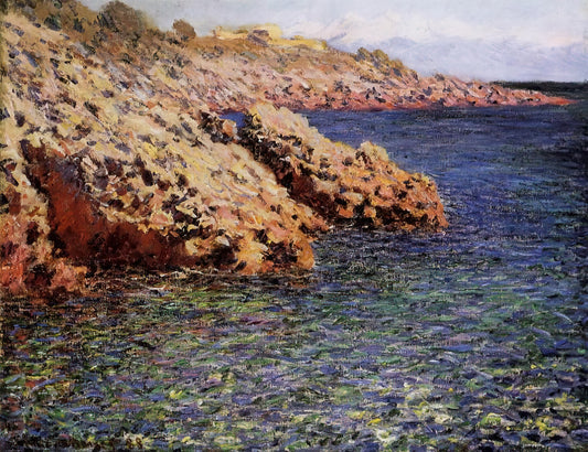 Claude Monet Woman Seated Under the Willows: A Masterpiece of Light and Solitude - Rocks on the Mediterranean Coast by claude monet