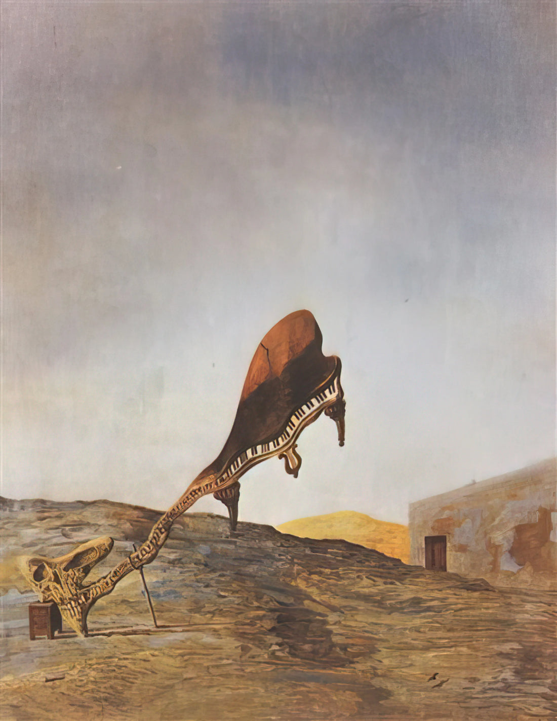 Dali Dante: Salvador Dalí's Surrealist Vision of the Divine Comedy - SKULL WITH ITS LYRIC APPENDAGE LEANING ON A BEDSIDE TABLE WHICH SHOULD HAVE THE EXACT 1934 by Salvador Dali