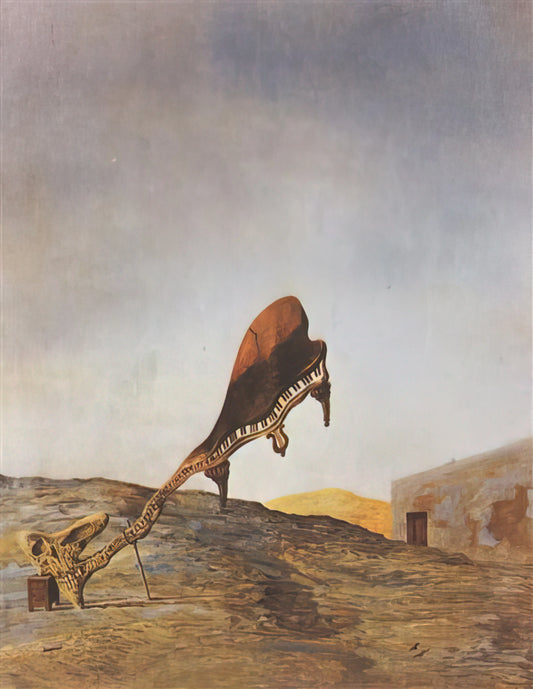 Dali Dante: Salvador Dalí's Surrealist Vision of the Divine Comedy - SKULL WITH ITS LYRIC APPENDAGE LEANING ON A BEDSIDE TABLE WHICH SHOULD HAVE THE EXACT 1934 by Salvador Dali