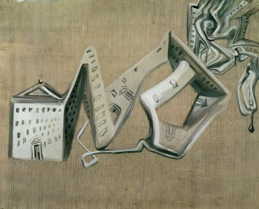 Dali Melting Clocks: Decoding the Symbolism of Surrealist Time - ARCHITECTURAL CONTORTION OF EL ESCORIAL by Salvador Dali