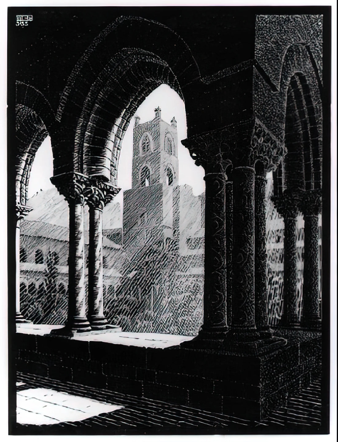 Day and Night by Escher: A Masterpiece of Visual Paradox and Geometric Art - CLOISTER OF MONREALE SICILY by MC Escher