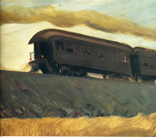 Edward Hopper Brushed Aluminum Print: Capturing American Solitude in Modern Metal - Railroad Train by Edward Hopper