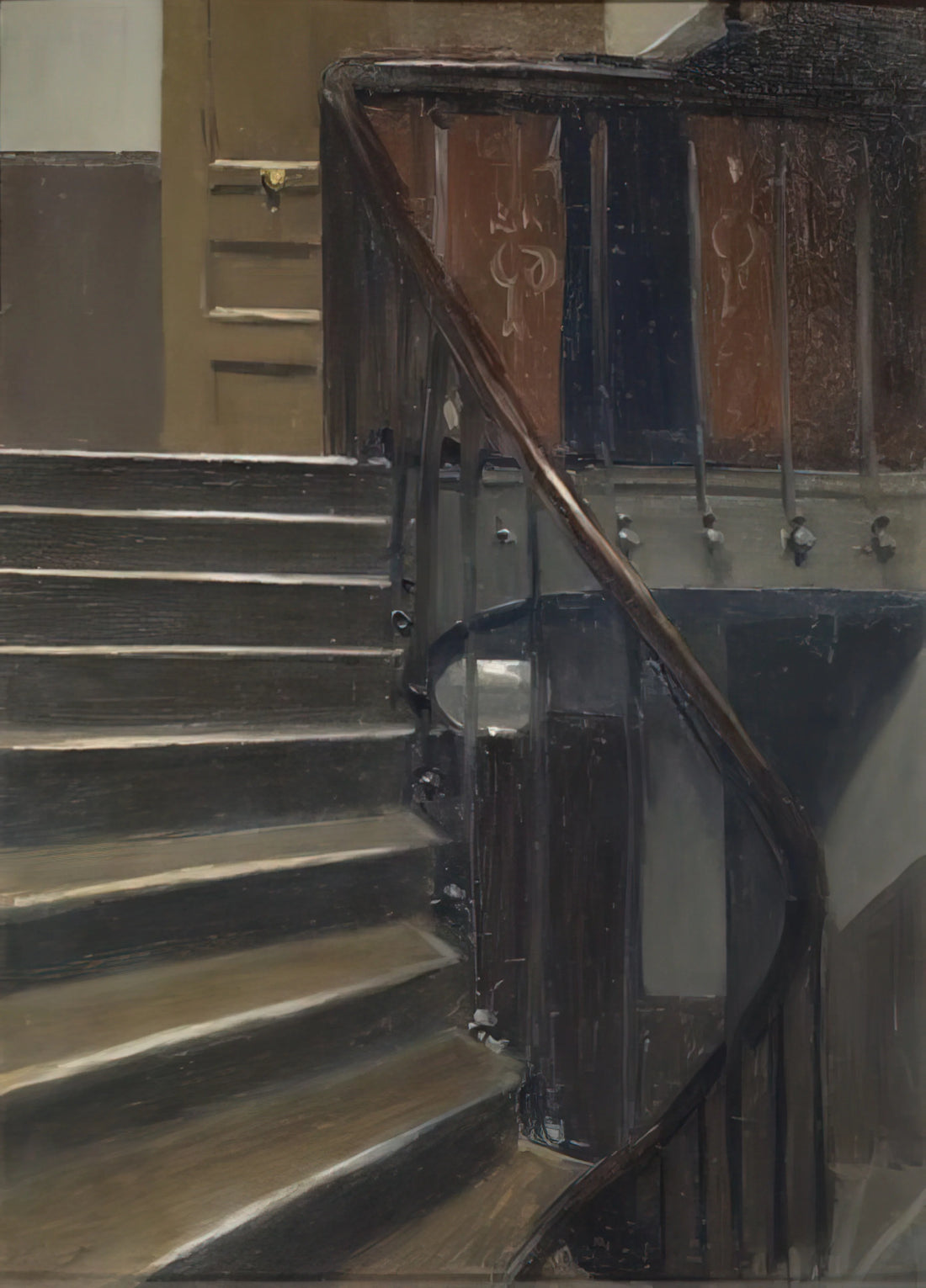 Edward Hopper by the Sea: Solitude, Light, and the American Coastline - Stairway at 48 rue de Lille, Paris by Edward Hopper