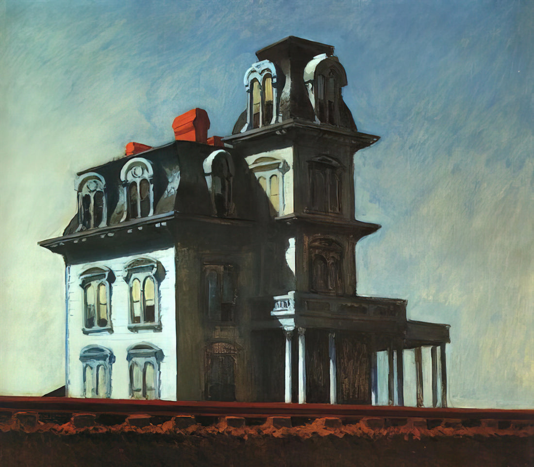 Edward Hopper's Morning Sun Print: A Study in Solitude and Light - House by the Railroad by Edward Hopper