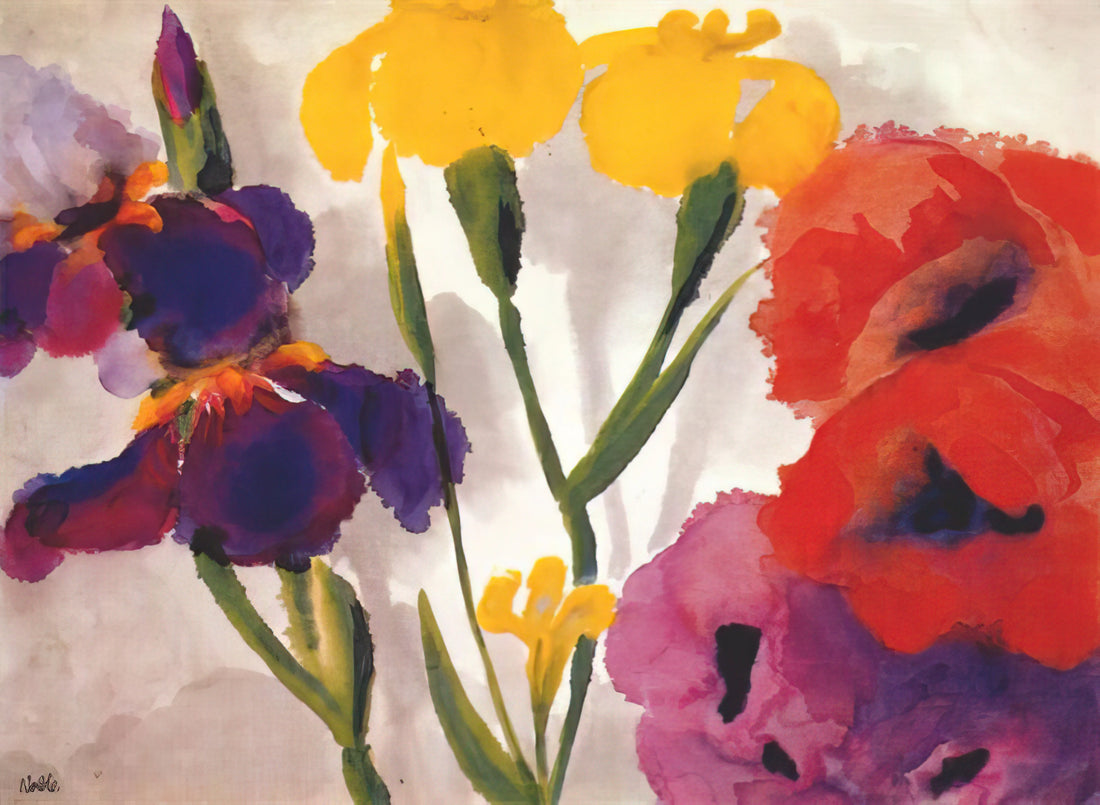 Emil Nolde Framed Art Print: Capturing Expressionist Brilliance for Your Collection - Irises and poppies by Emil Nolde