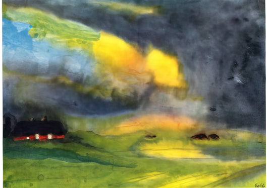 Emil Nolde Woodcut Prints: Expressionist Mastery in Relief - Colored sky above the Marais by Emil Nolde
