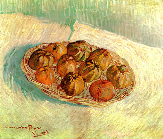 Eternity's Gate Painting: A Portal to the Sublime in Modern Art - Still Life with Basket of Apples to Lucien Pissarro by Vincent van Gogh