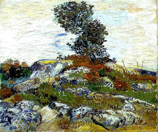 Exploring the Visionary World of Van Gogh: The Enduring Legacy of an Iconic Artist - The Rocks with Oak tree by Vincent van Gogh