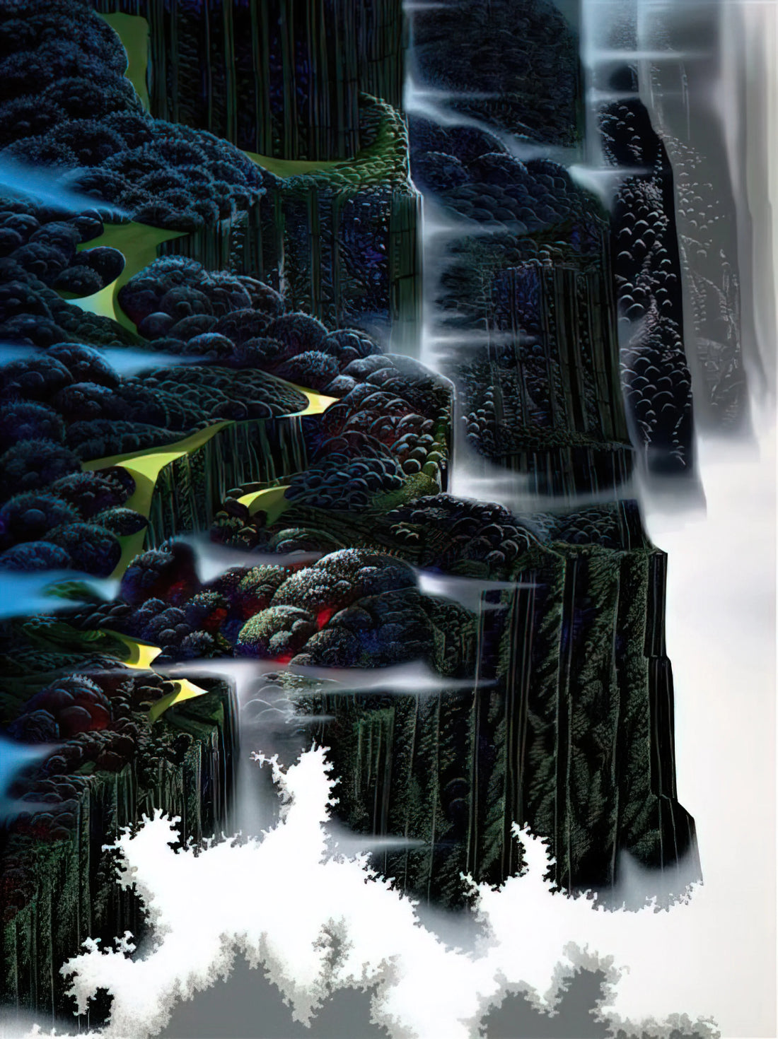 Eyvind Earle Framed Art Print: A Collector's Guide to the Master of Stylized Landscapes - Sea Cliffs Rising by Eyvind Earle