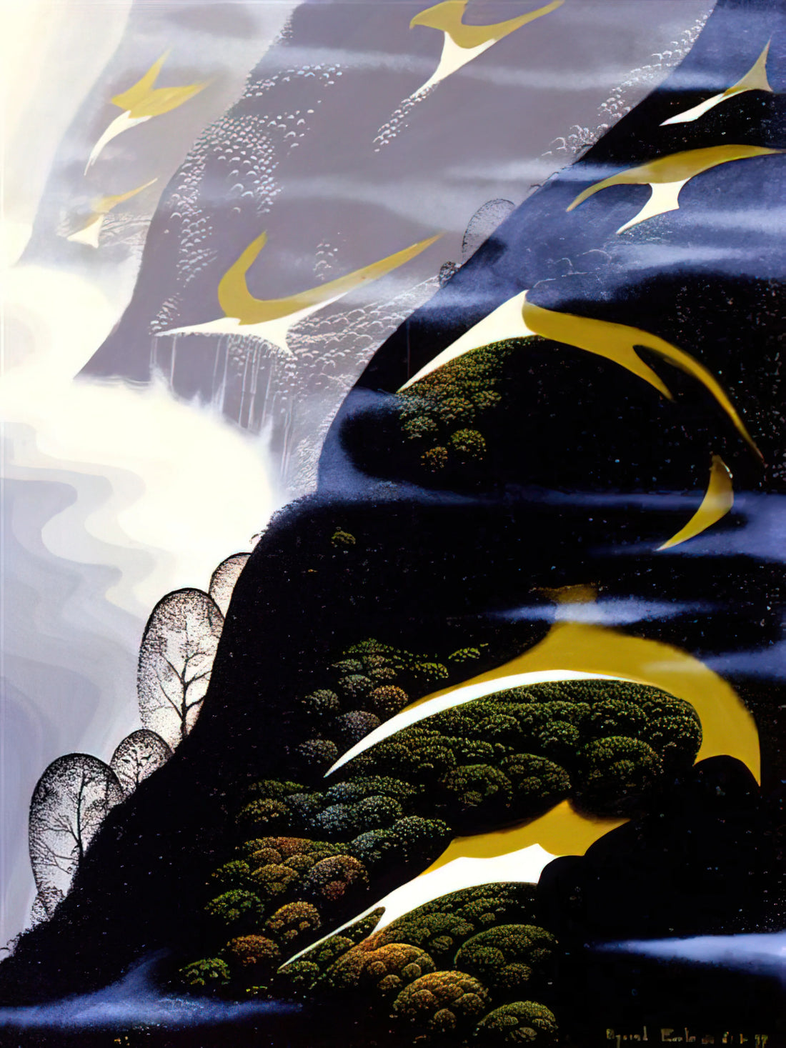 Eyvind Earle Serigraphs: The Collector's Guide to His Limited Edition Screen Prints - Copy of Sea mist and Pastures by Eyvind Earle